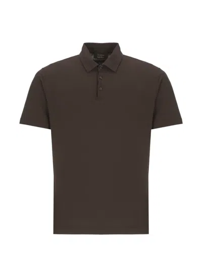 Zanone Short-sleeve Polo Shirt In Brown