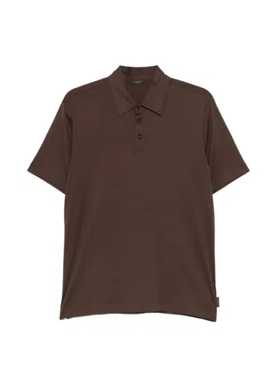 Zanone Short-sleeve Polo Shirt In Brown