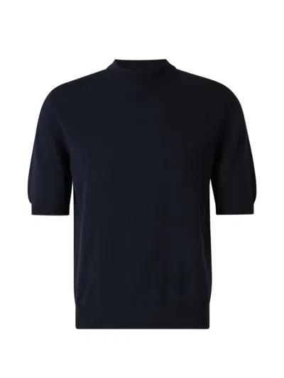 Zanone Man Sweater Navy Size 42 Cotton In Blue