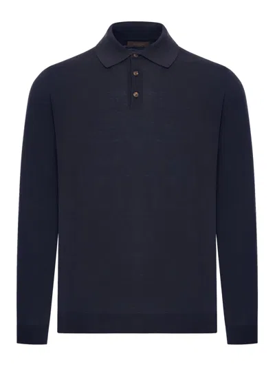 Zanone Slim Fit Cotton And Silk Polo Shirt In Blue