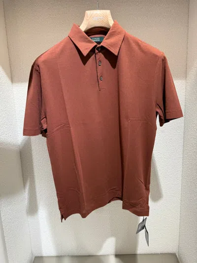 Zanone Slim Fit Cotton Polo Shirt In Brown