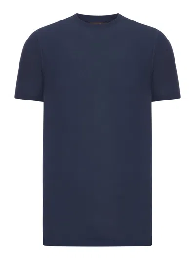 Zanone Slim Fit Crew Neck T-shirt In Icecotton In Blue