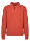 Zanone Slim Fit Long Sleeve Orange Polo Shirt In Orange
