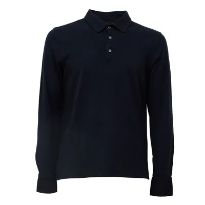 Zanone Slim Fit Long-sleeve Polo Shirt In Black