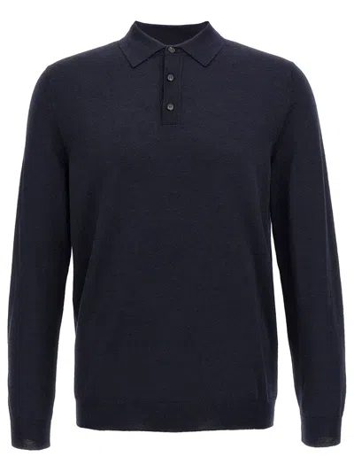 Zanone Slim Fit Polo In Flexwool In Blue