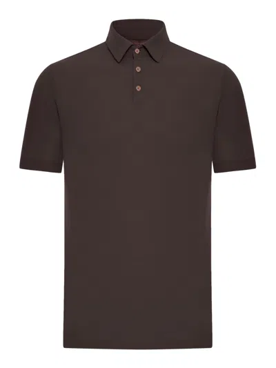 Zanone Slim Fit Polo In Ice Cotton In Brown