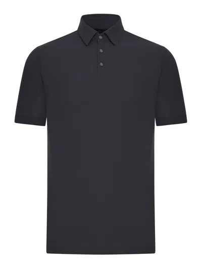 Zanone Slim Fit Polo In Ice Cotton In Black
