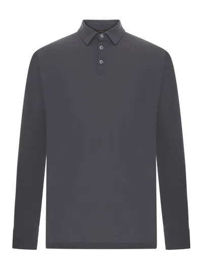 Zanone Slim Fit Polo In Ice Cotton In Gray