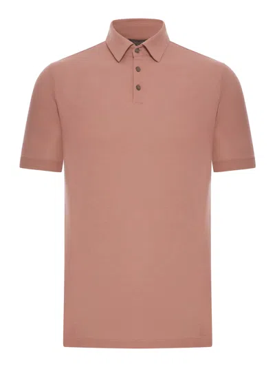 Zanone Slim Fit Polo In Ice Cotton In Pink