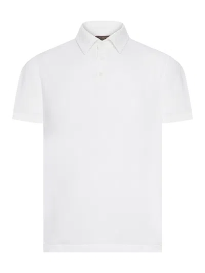 Zanone Short-sleeve Cotton Polo With Classic Collar In White