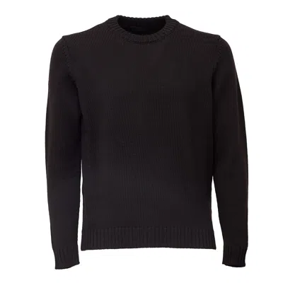 Zanone Slim Fit Ribbed Crewneck Sweater In Black