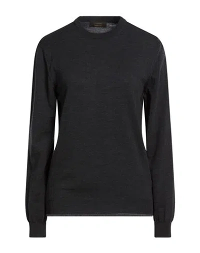 Zanone Slowear Flexwool Woman Sweater Charcoal Size 16 Virgin Wool, Polyamide In Black