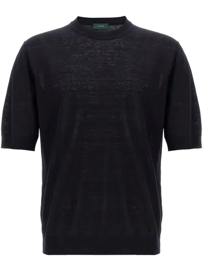 Zanone Slub T-shirt In Blue
