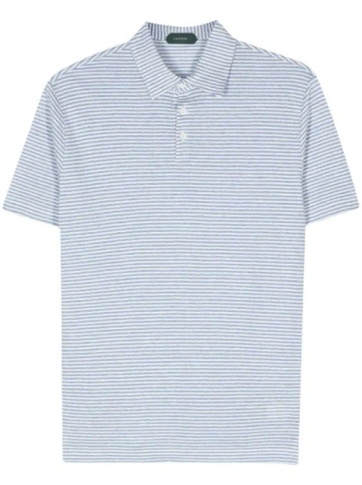 Zanone Striped Polo Shirt In Blue