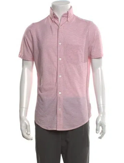 Pre-owned Zanone Striped Short Sleeve Shirt In Pink