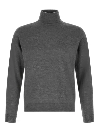 Zanone Slim Fit Turtleneck Sweater With Ribbed Detailing In Multi