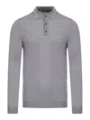 Zanone Ribbed Collar Wool Polo Shirt In Gray