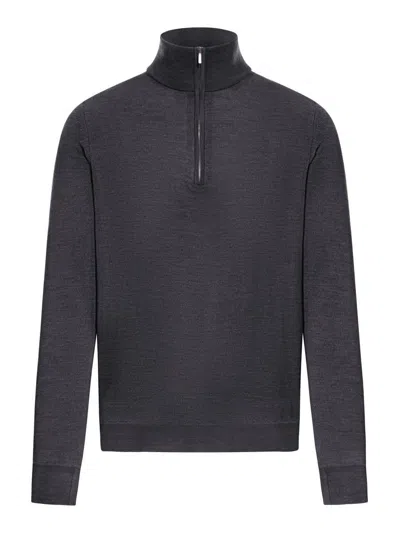 Zanone Zip Sweater In Blue