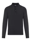 Zanone Wool Knit Polo Shirt With Cuffed Sleeves And Subtle Ribbing In Black