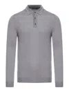 Zanone Ribbed Collar Wool Polo Shirt In Gray