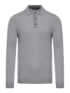 Zanone Ribbed Collar Wool Polo Shirt In Gray