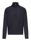 Zanone Sweater In Wool With Zip In Blue