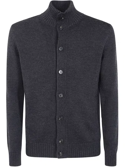 Zanone Sweater Turtleneck Cardigan In Gray