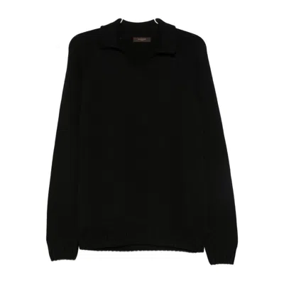Zanone Polo-neck Wool Sweater In Black