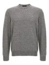 Zanone Crew Neck Wool Sweater With Ribbed Cuffs In Gray