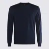 Zanone Timeless Crewneck Sweater With Ribbed Cuffs In Blue