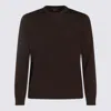 Zanone Long Sleeve Crew Neck Knit Sweater In Brown