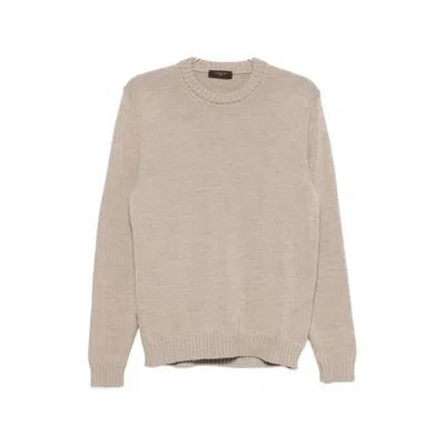 Zanone Ribbed-knit Crew-neck Wool Jumper In Neutral