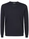 Zanone Knit V Neck Sweater In Black