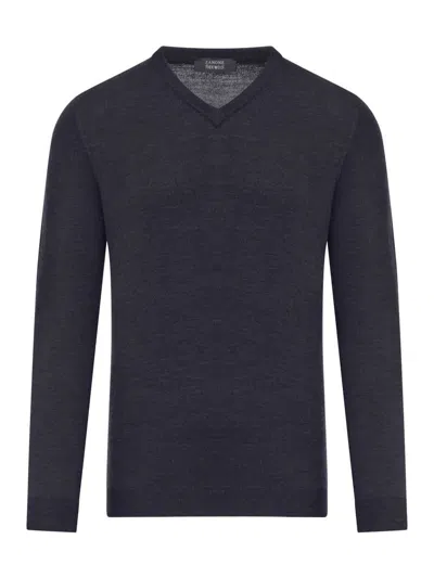 Zanone Round Neck Sweater In Black