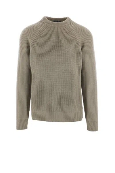 Zanone Crew-neck Wool Jumper In Sage Grün