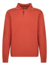 Zanone Slim Fit Long Sleeve Orange Polo Shirt In Red