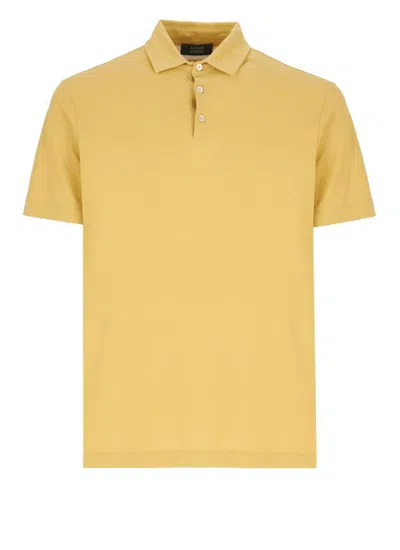 Zanone Short-sleeve Cotton Polo Shirt In Yellow