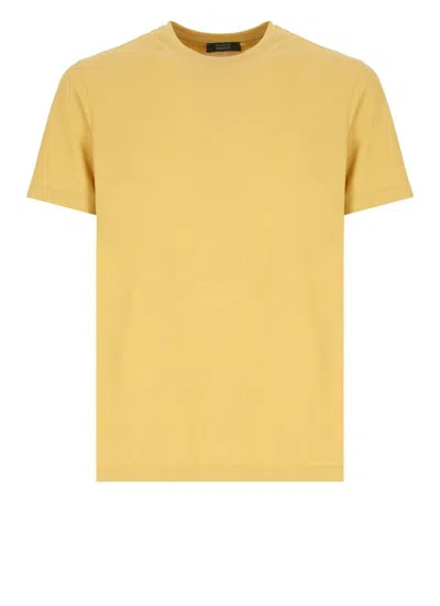 Zanone Crew Round Short Sleeves T-shirt In Yellow