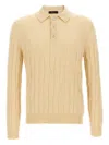 Zanone Wool Braided Pattern Polo Shirt In Yellow