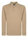 Zanone Burnt Crepe Long Sleeve Polo Shirt In Beige