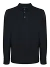 Zanone Wool Knit Polo Shirt With Cuffed Sleeves And Subtle Ribbing In Blue