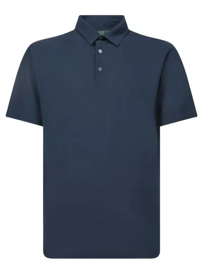 Zanone Classic Collared Polo In Cotton In Blue