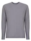Zanone Long-sleeved Grey Cotton T-shirt With Classic Crew Neckline In Grey