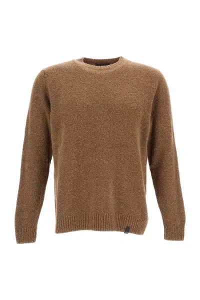 Zanone Textured Knit Sweater With Crew Neckline And Ribbed Trim In Transparent