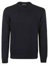 Zanone Textured Knit Wool Sweater With Ribbed Details In Blue