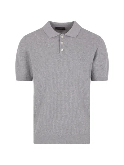 Zanone Textured-knit Polo Sweater In Gray