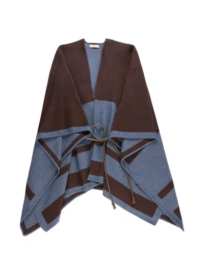 Zanone Tie-waist Poncho In Brown