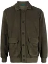 Zanone Towelling-finish Cotton Cardigan In Green