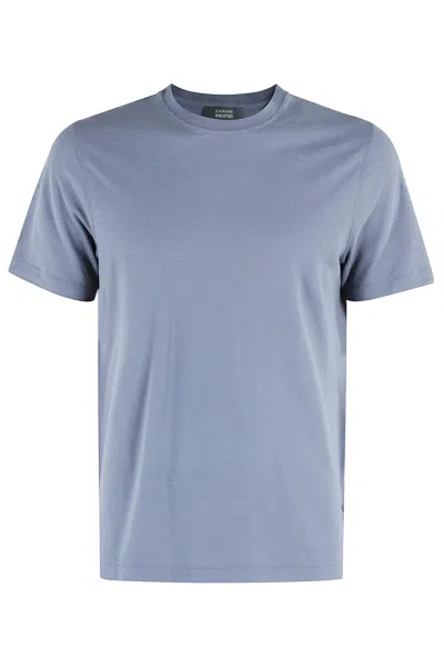Zanone Classic Round Neck T-shirt In Avion Blue