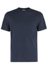 Zanone Regular-fit Cotton Knit Sweater With Ribbed Trims In Blu Aperto